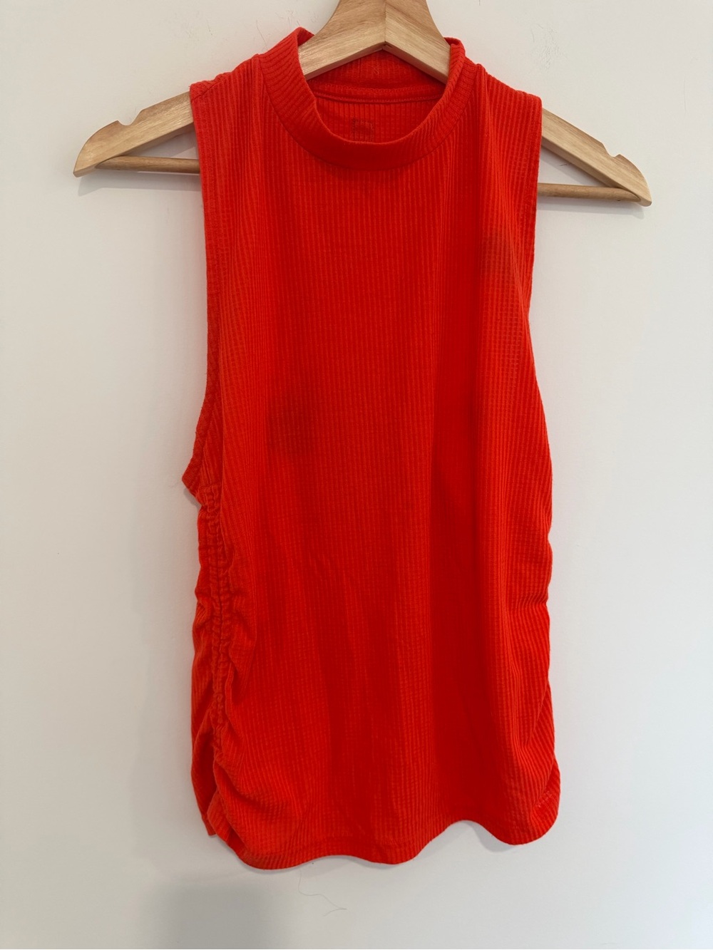 Prana Ribbed Mock Neck Tank Top - Bright Orange